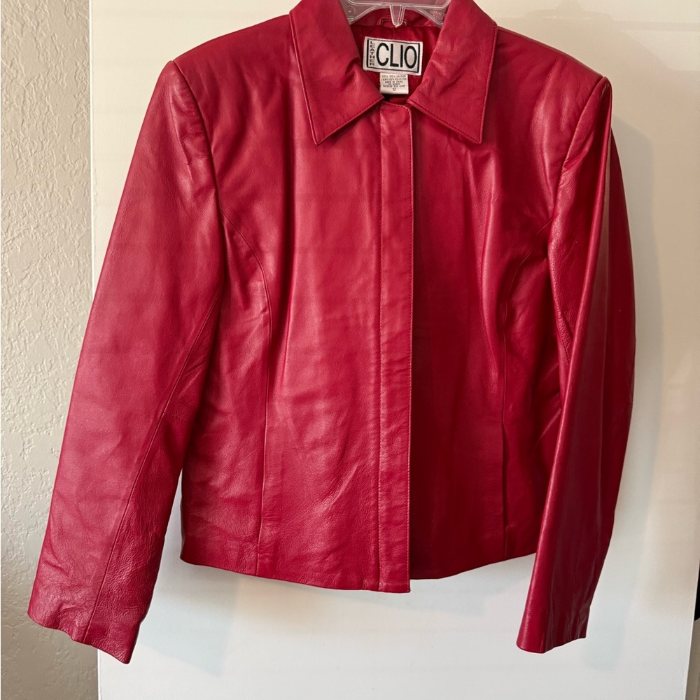 Clio Bold Red Leather Jacket for Women